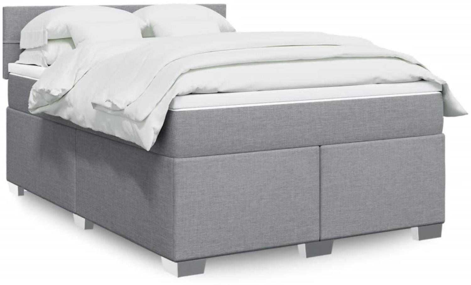 vidaXL Boxspringbett mit Matratze Hellgrau 160x200 cm Stoff 3288239 Bild 1