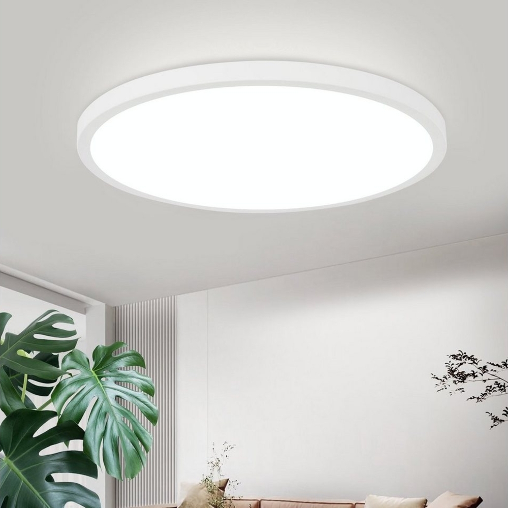 ZMH LED Deckenleuchte Schlafzimmer - Schlafzimmerlampe Flach zimmerlampe 6000K, Einfache Installation, LED fest integriert, 6000k, 24W Deckenbeleuchtung lampe Rund Bild 1
