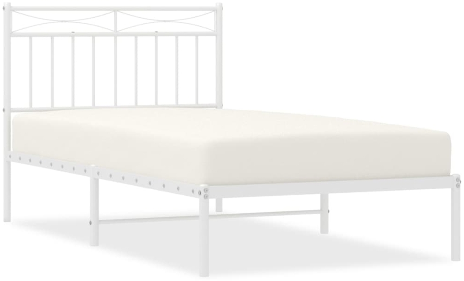 vidaXL Bettgestell mit Kopfteil, Metall, Weiß, 100x190 cm Bild 1