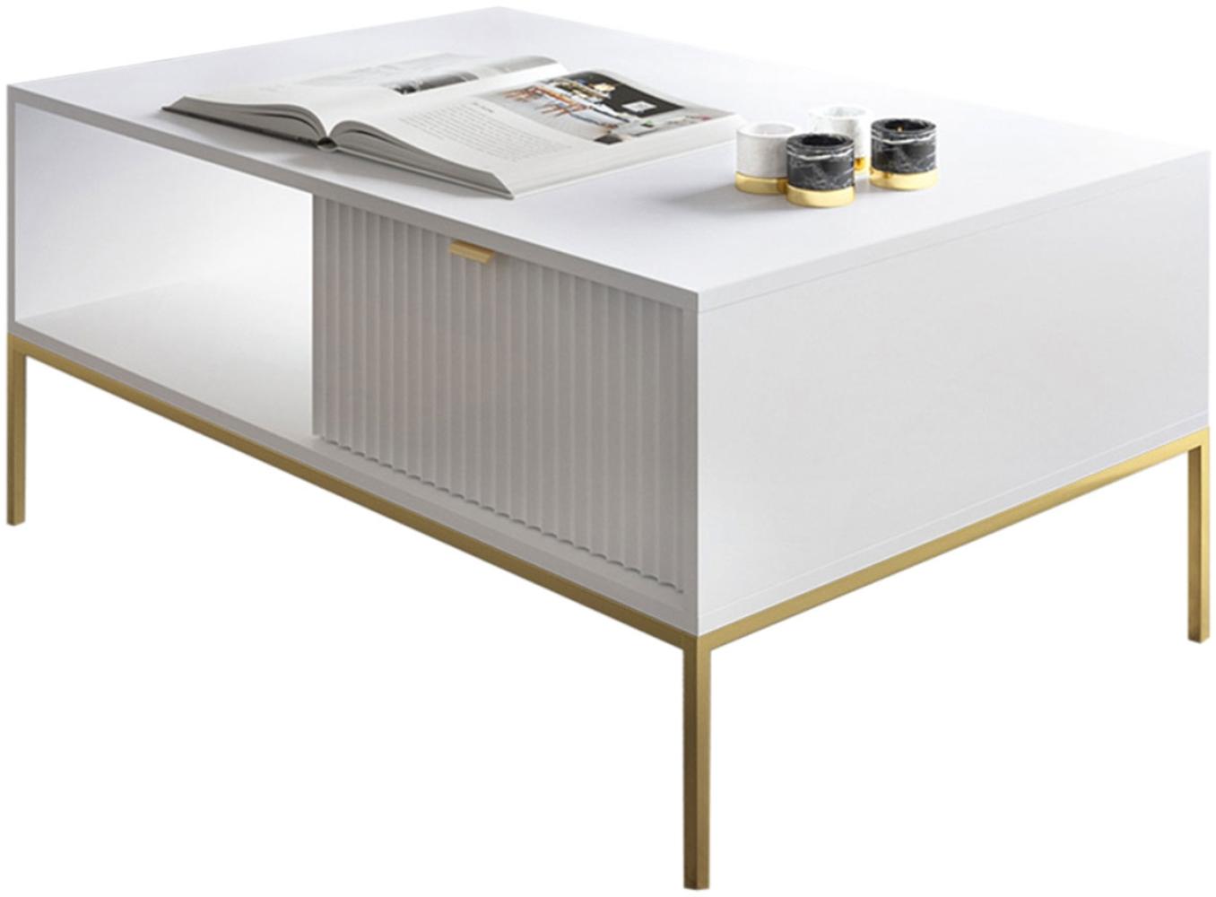 Couchtisch Sivone Gold L104 (Farbe: Weiß) Bild 1