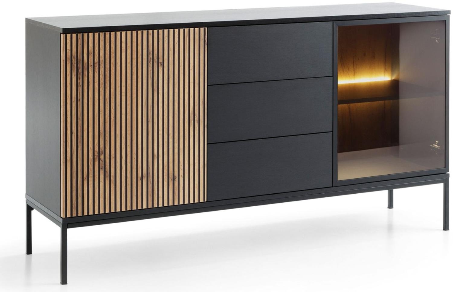 Sideboard Sento Kommode 154x39x83cm MDF schwarz Wotan Eiche Bild 1