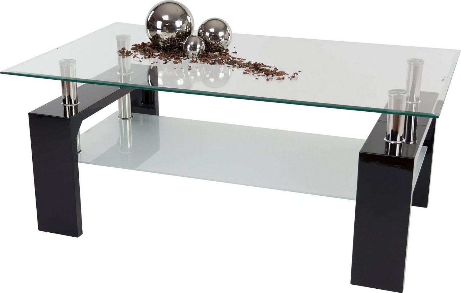 Couchtisch MODENA Glastisch Gestell Schwarz / Ablageplatte satiniert ca. 100 x 45 x 60 cm Bild 1