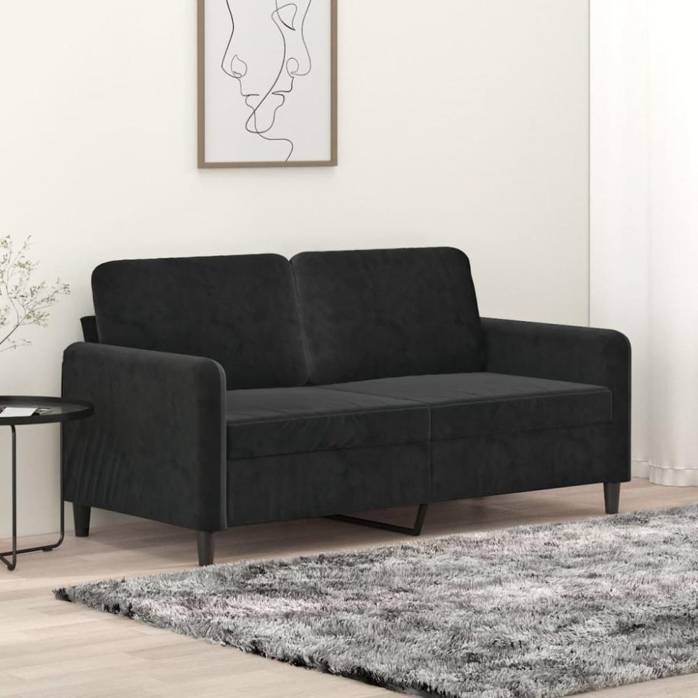 vidaXL 2-Sitzer-Sofa Schwarz 140 cm Samt Bild 1