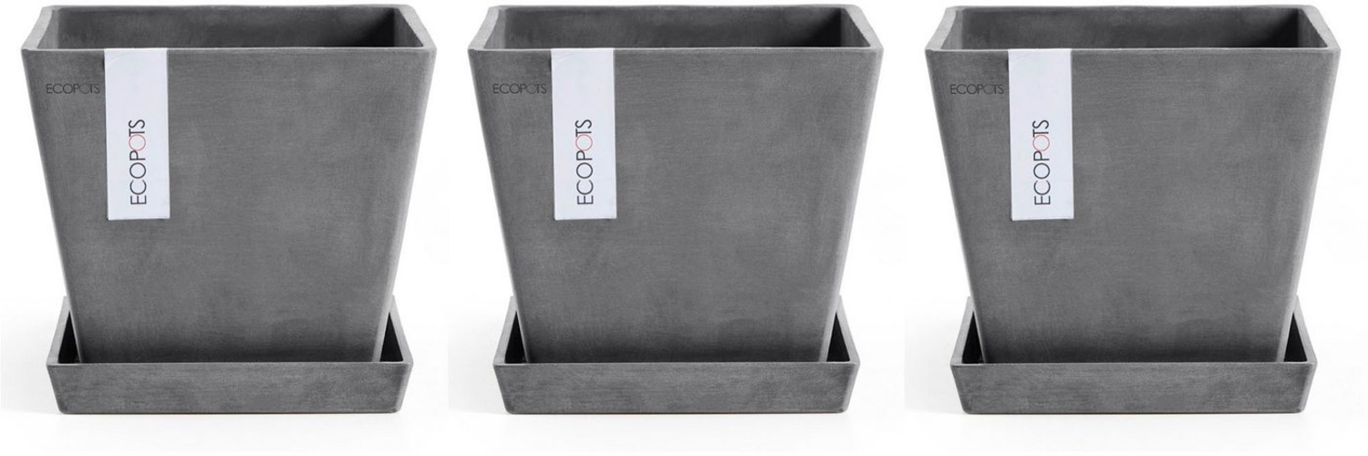 ECOPOTS Blumentopf Rotterdam (Set, 3 St), mit passenden Untersetzern Bild 1