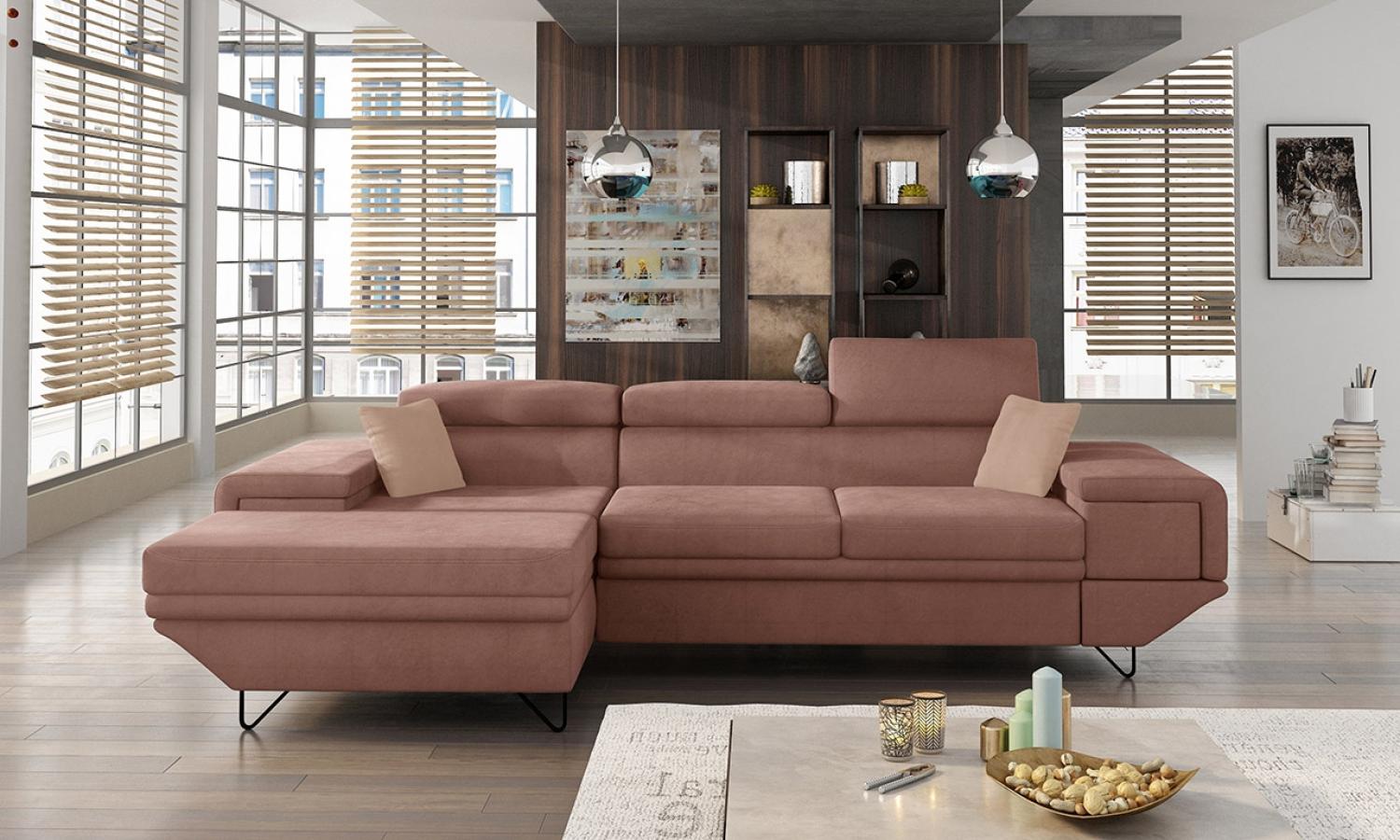 Ecksofa Benito, Seite: Links, Farbe: Uttario Velvet 2955 + Uttario Velvet 2955 + Uttario Velvet 2956 Bild 1