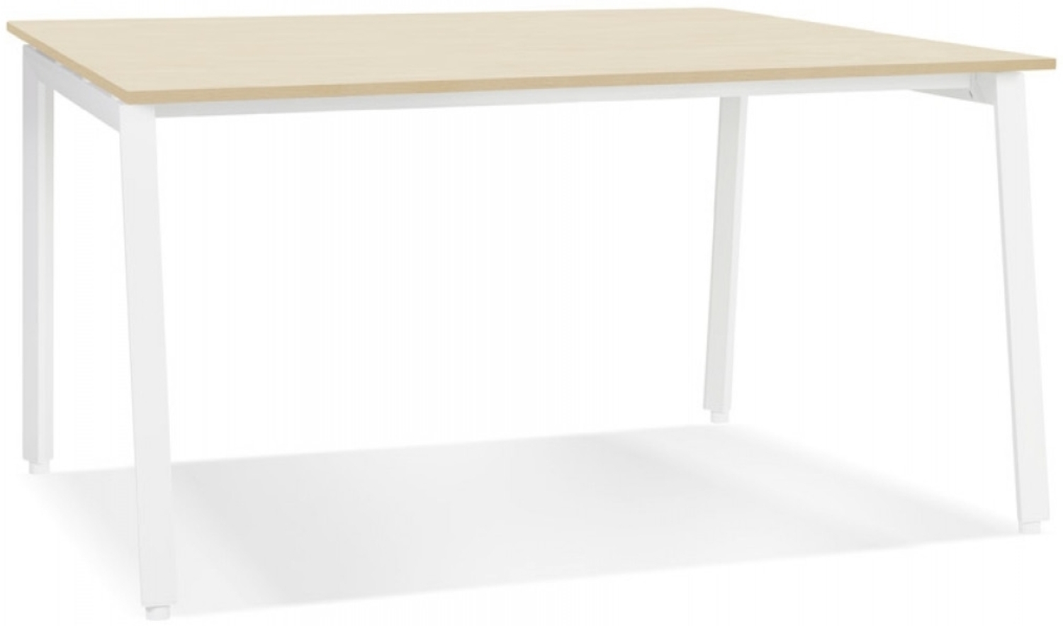 Gerader Designer-Schreibtisch AMADEUS | Der gerade Schreibtisch im Design „AMADEUS“ aus Naturholz und weißem Metall – 160x80 cm – Kadima Design Bild 1