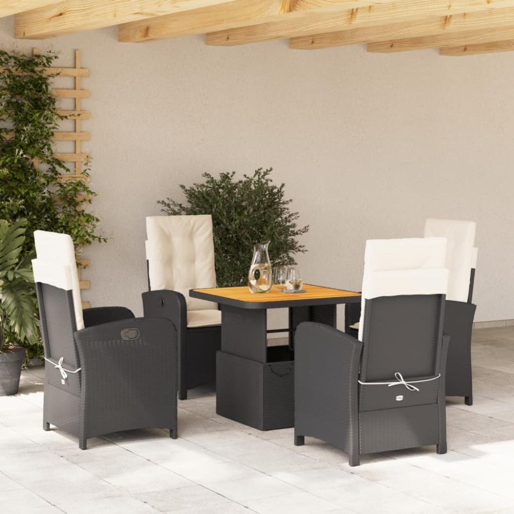 vidaXL 5-tlg. Garten-Essgruppe mit Kissen Schwarz Poly Rattan Bild 1