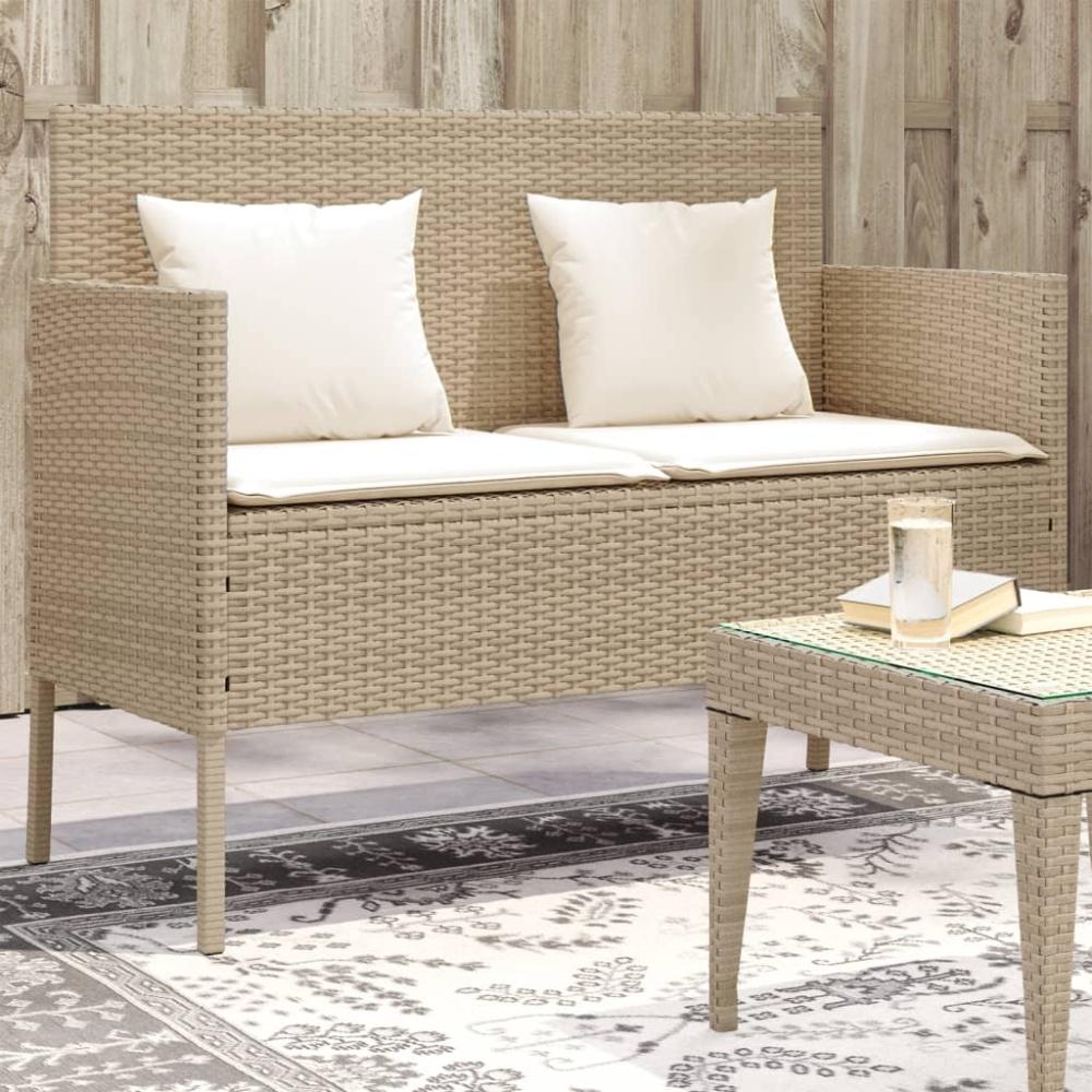 vidaXL Gartenbank mit Kissen Beige Poly Rattan 365774 Bild 1