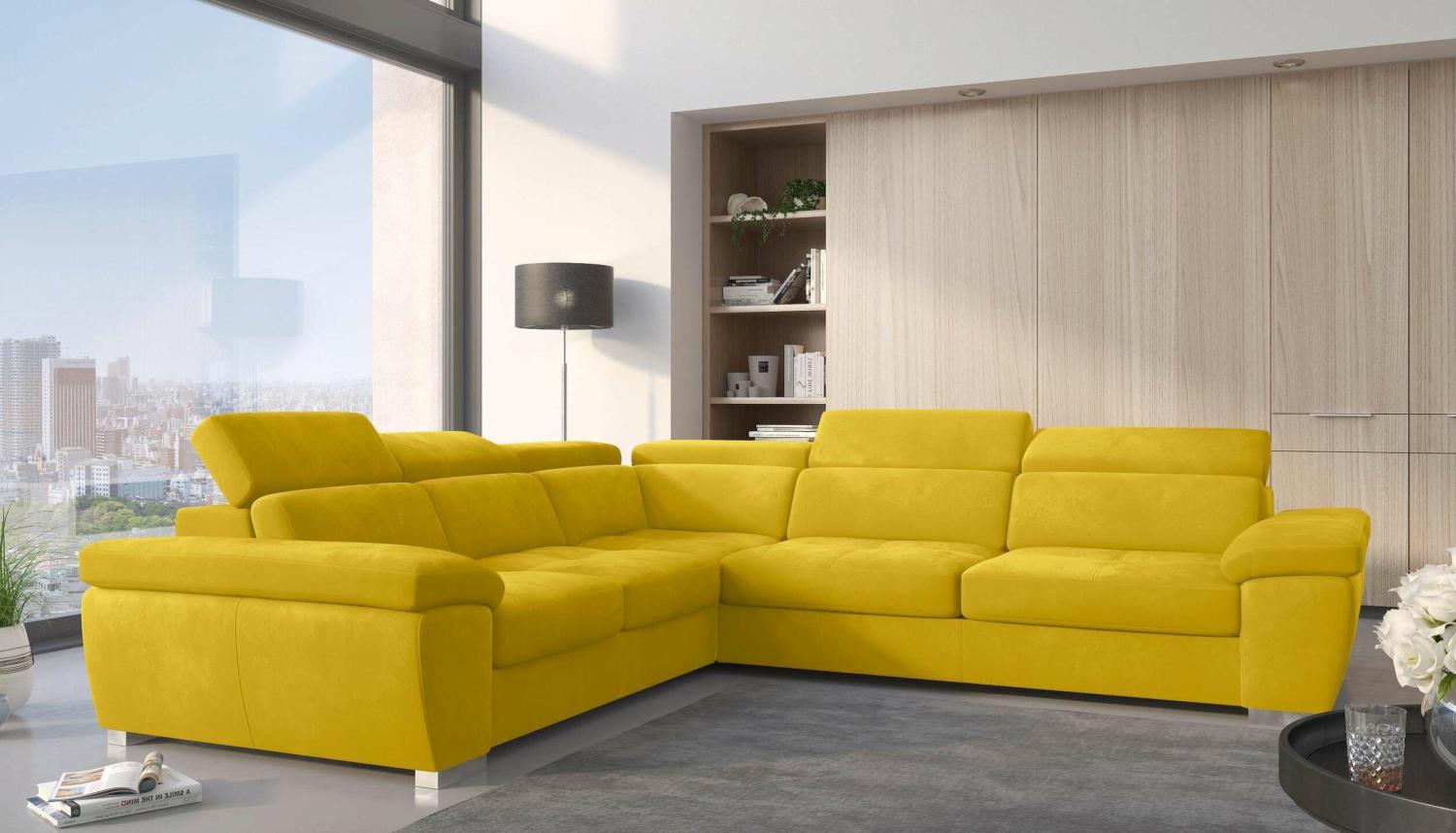 Stylefy Leila Ecksofa Gelb Links Velours Bild 1