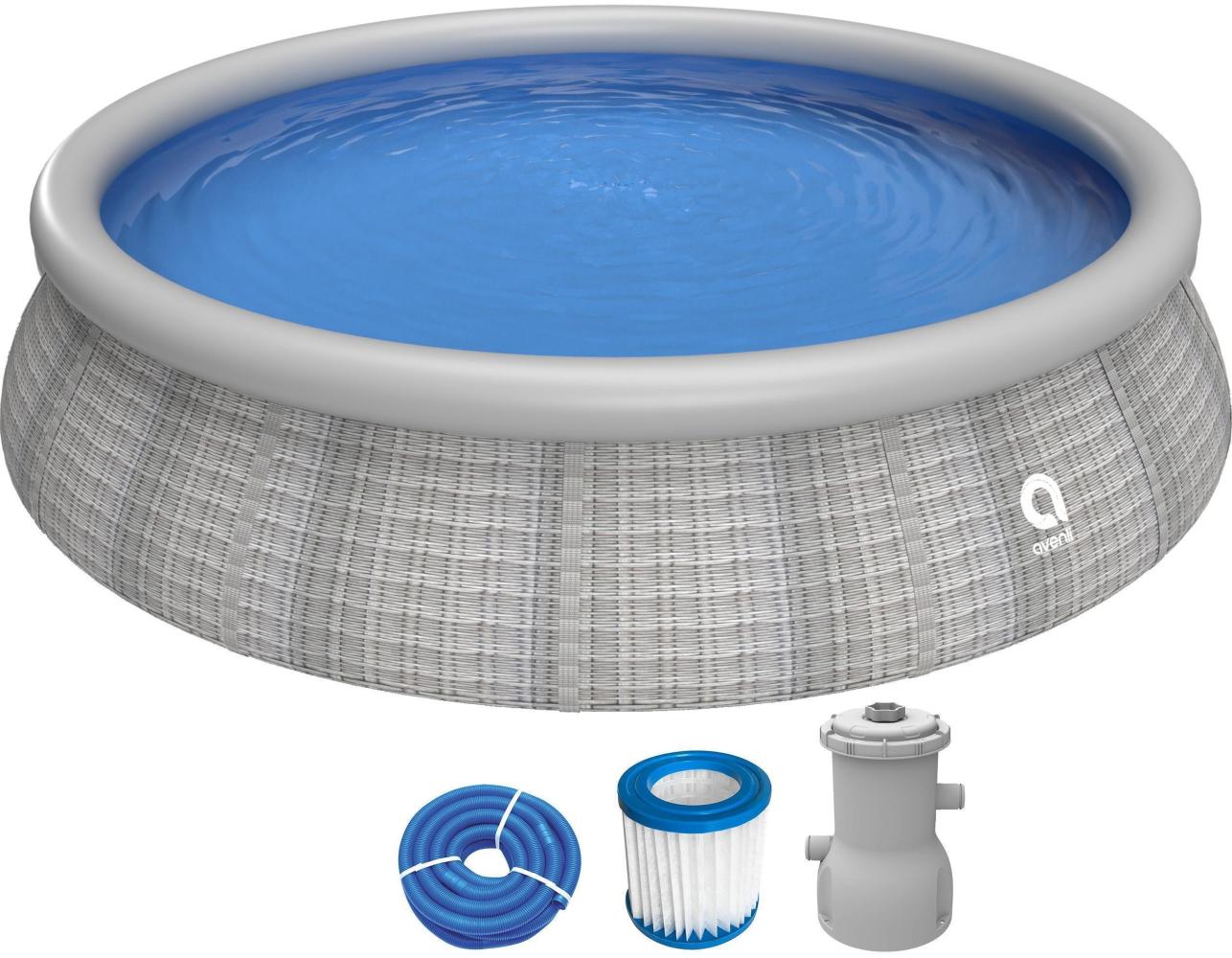 Avenli Prompt Set 396 x 84 cm Pool Set, mit Filterpumpe, graue Rattanoptik Bild 1