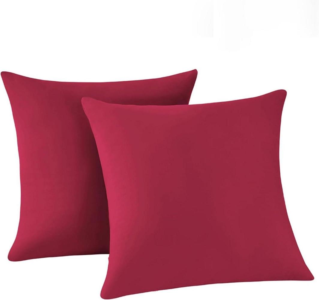 2er Set Kissenbezug 80x80 Rot Mikrofaser Reißverschluss Pillow Case Bild 1