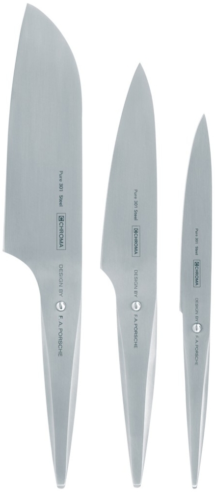 Chroma type 301 Messerset: Santoku P-02 + kleines Santoku P-04 + Allzweckmesser P-19 Bild 1