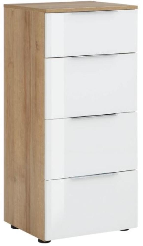 Maja Möbel Trend Kommode 7804 Riviera Eiche / Weißglas Bild 1