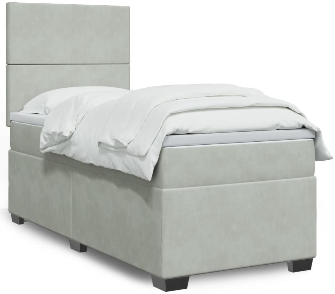 vidaXL Boxspringbett mit Matratze Hellgrau 90x190 cm Samt 3293080 Bild 1