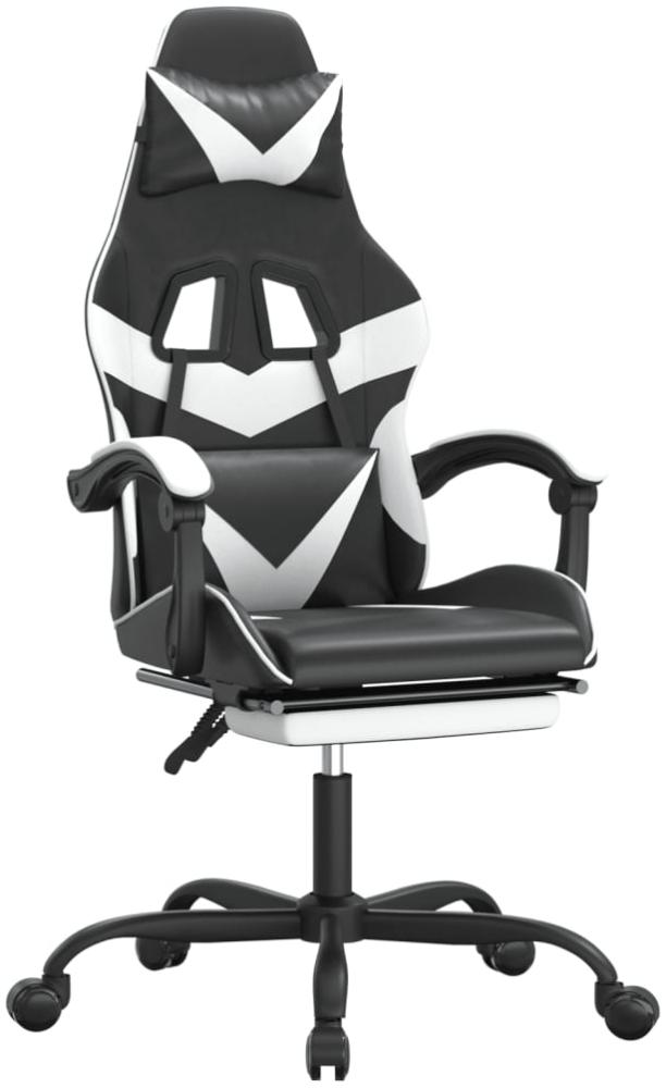 vidaXL Gaming-Stuhl mit Fußstütze Drehbar Schwarz & Weiß Kunstleder 349560 Bild 1
