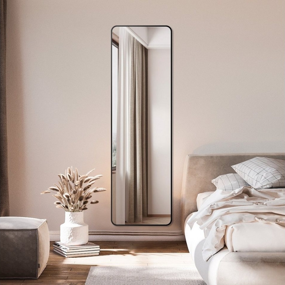 Boromal Spiegel groß 150x50 Wandspiegel Schwarz Flurspiegel mit Alurahmen (Ganzkörperspiegel, Arched, Rechteckig, Eckig), hängend, Wand gelehnt Bild 1