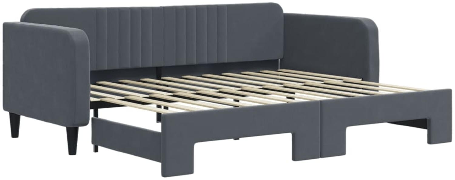 vidaXL Tagesbett Ausziehbar Dunkelgrau 90x200 cm Samt 3197064 Bild 1