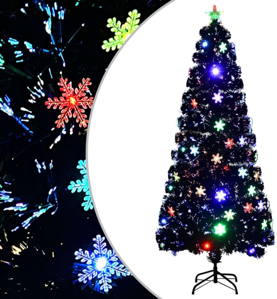 vidaXL Weihnachtsbaum mit LED-Schneeflocken Schwarz 180 cm Fiberoptik 328463 Bild 1