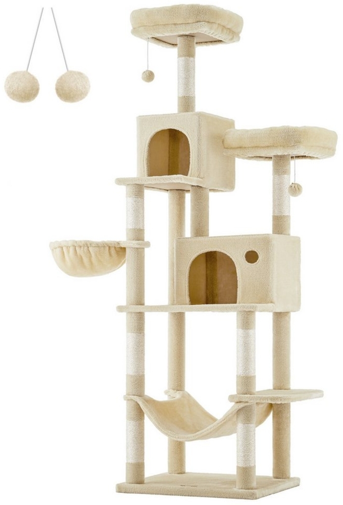 FEANDREA Kratzbaum Katzenbaum,199cm,abnehmbaren Abdeckungen,großer Höhle Bild 1