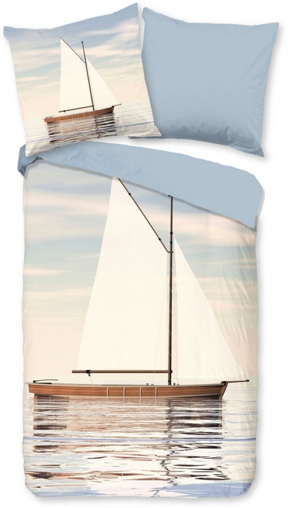 good morning Wendebettwäsche Merii, Renforcé, 2 teilig, 100% Baumwolle, Renforcé, Reißverschluss, Wendeoptik, Kutter, Boot Bild 1