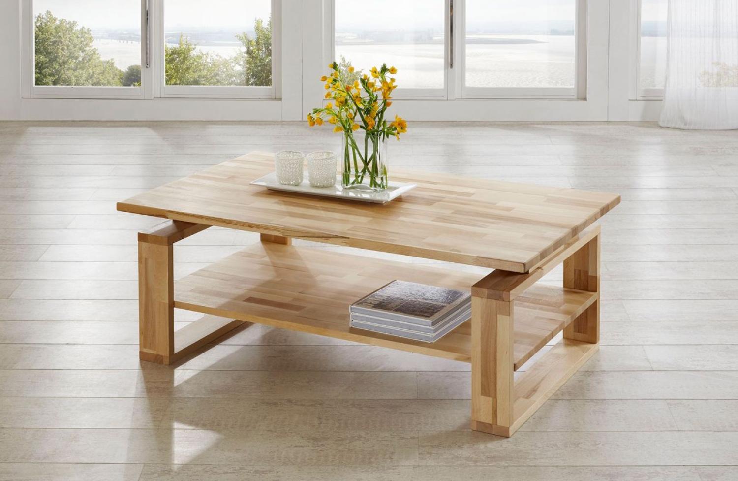 Couchtisch Tisch ALEX Buche vollmassiv / Echtholz 110 x 70 cm Bild 1