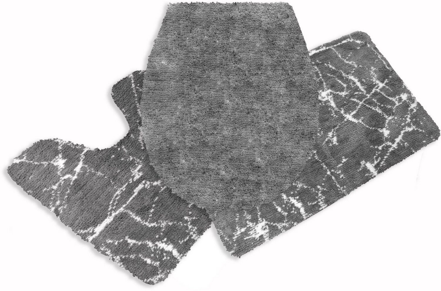 my home Badematte Marble, Höhe 15 mm, rutschhemmend beschichtet, fußbodenheizungsgeeignet, schnell trocknend, strapazierfähig, Polyester, rechteckig, 3-tlg. Stand-WC Set, Badteppich, Marmor-Design, auch als 3-teiliges Badematten Set Bild 1