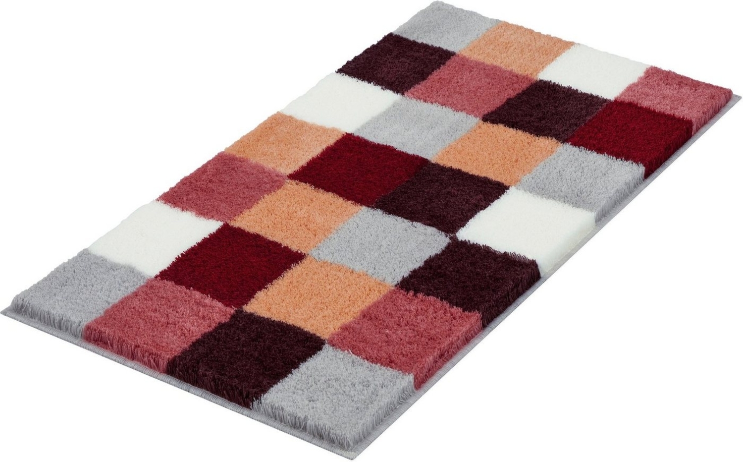 Kleine Wolke Badematte Caro, Höhe 25 mm, rutschhemmend beschichtet, fußbodenheizungsgeeignet, Kunstfaser, rechteckig, Badteppich, modernes Karo-Muster, Pastell-Farben, waschbar Bild 1