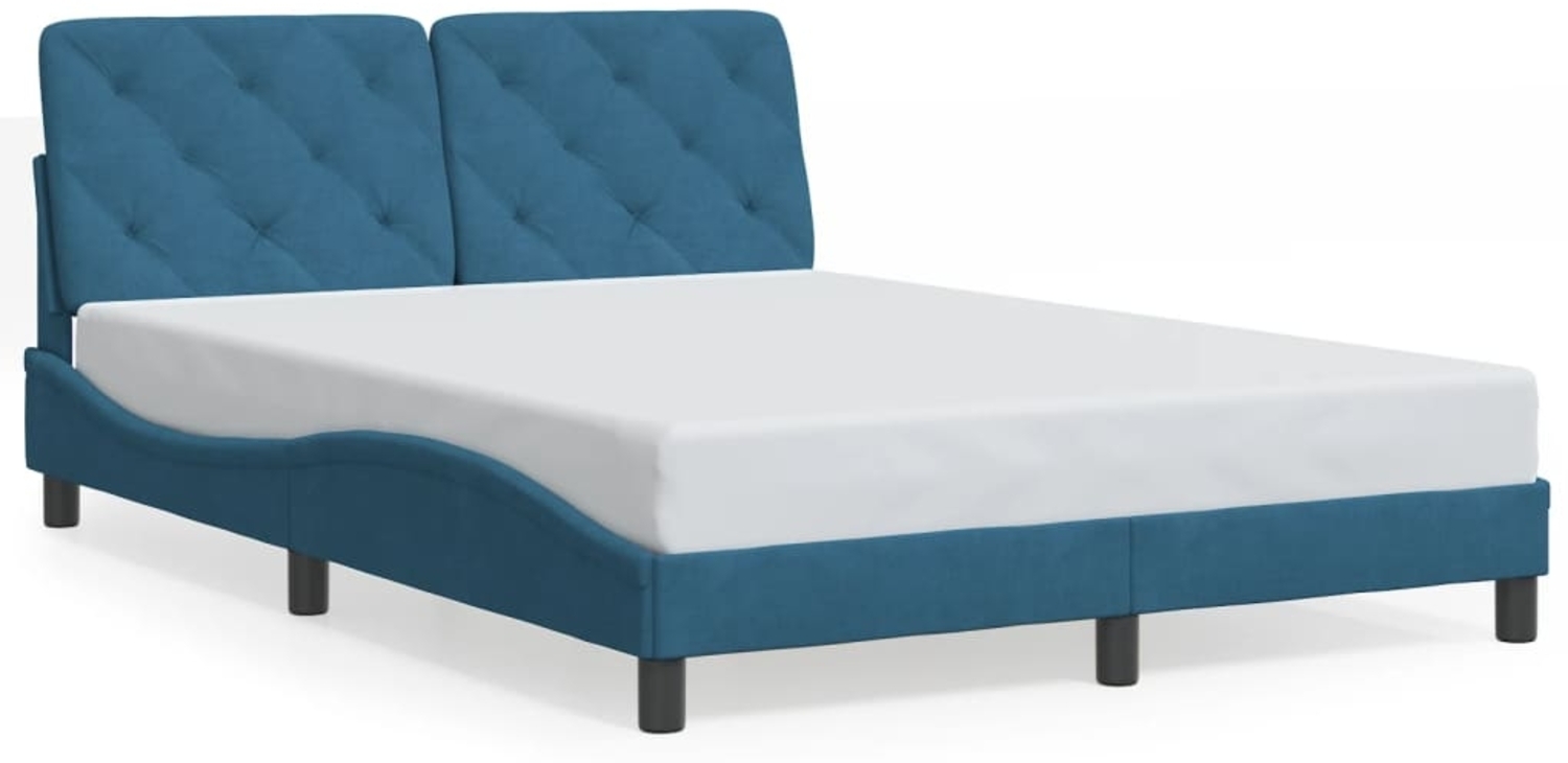 vidaXL Bettgestell ohne Matratze Blau 120x200 cm Samt 3207915 Bild 1