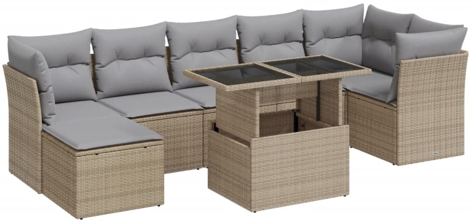 vidaXL 8-tlg. Garten-Sofagarnitur mit Kissen Beige Poly Rattan 3326200 Bild 1