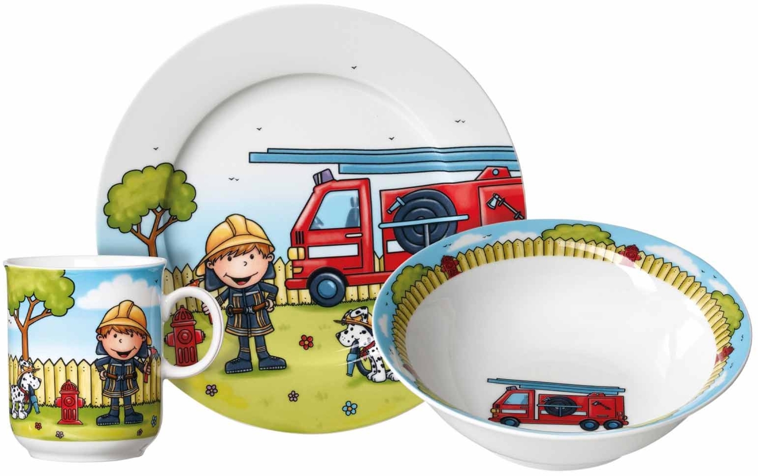 Ritzenhoff & Breker FEUERWEHRMANN BERNIE Kindergeschirr Set 3-teilig Bild 1