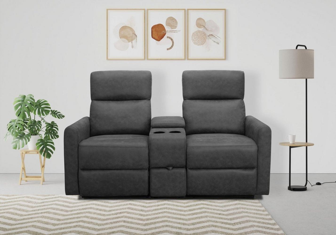 Home affaire 2-Sitzer Daoulas, 2er-Kinosofa, TV-Sessel, Multimedia-Sofa, Kinosofa mit Relaxfunktion, Getränkehalter und Stauraum Bild 1