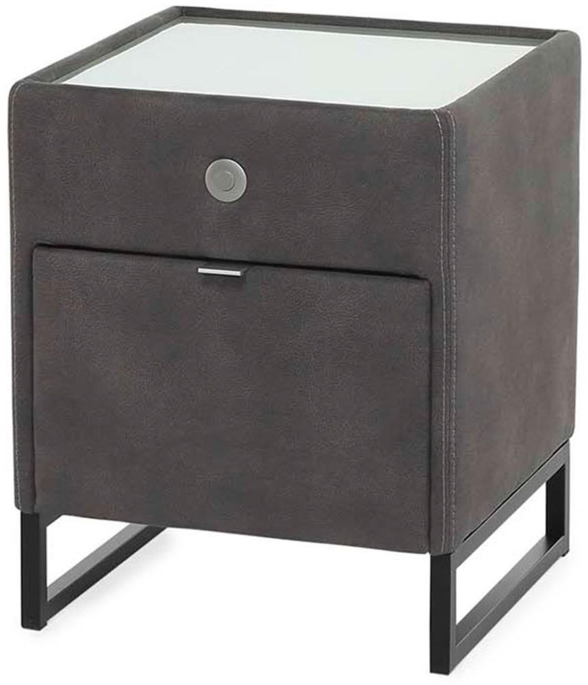 Nachttisch Lilly / Linea, Mikrofaser, Polyester, Grau, 43 x 53 x 43 cm Bild 1