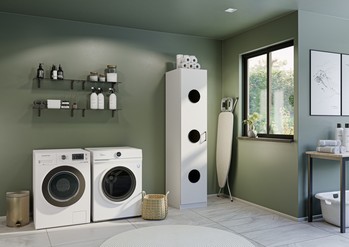 rauch Allrounder, Wäscheschrank, 1-türig, Farbe Weiß, BxHxT 47x210x54cm Bild 1