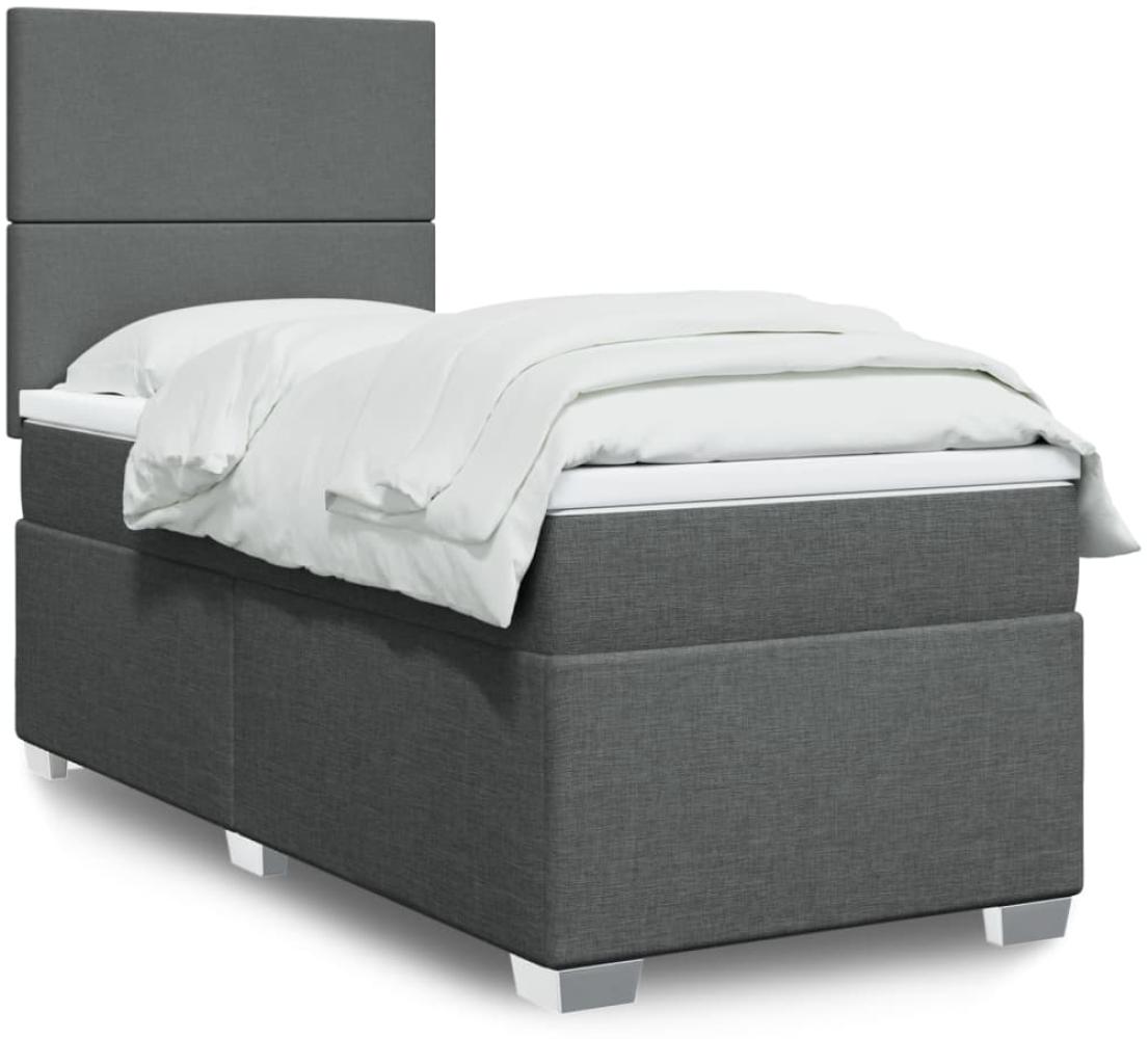 vidaXL Boxspringbett mit Matratze Dunkelgrau 90x200 cm Stoff 3292665 Bild 1