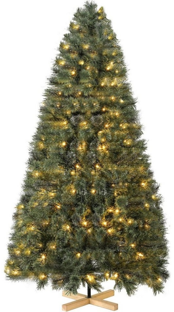 TLGREEN Künstlicher Weihnachtsbaum 150-270CM, Nordmanntanne, Christbaum mit Handgefertigtem Holzständer Bild 1