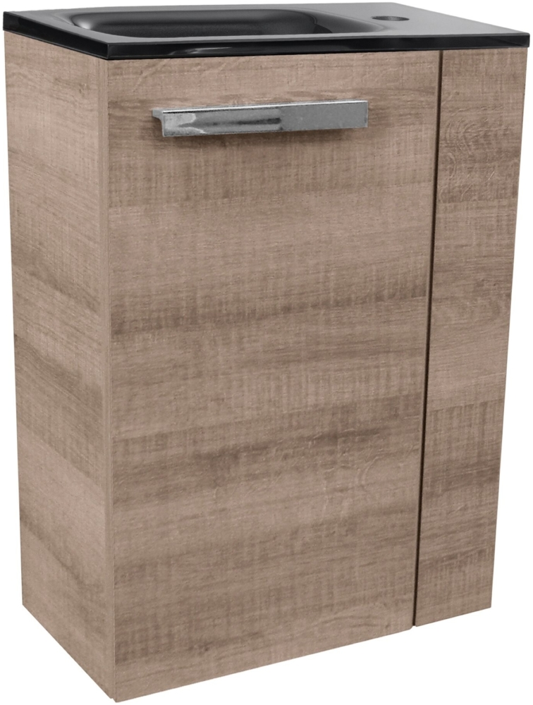 Fackelmann SBC A-VERO Gäste WC Set 2-teilig 45 cm, Braun hell, links, Glas Anthrazit Bild 1