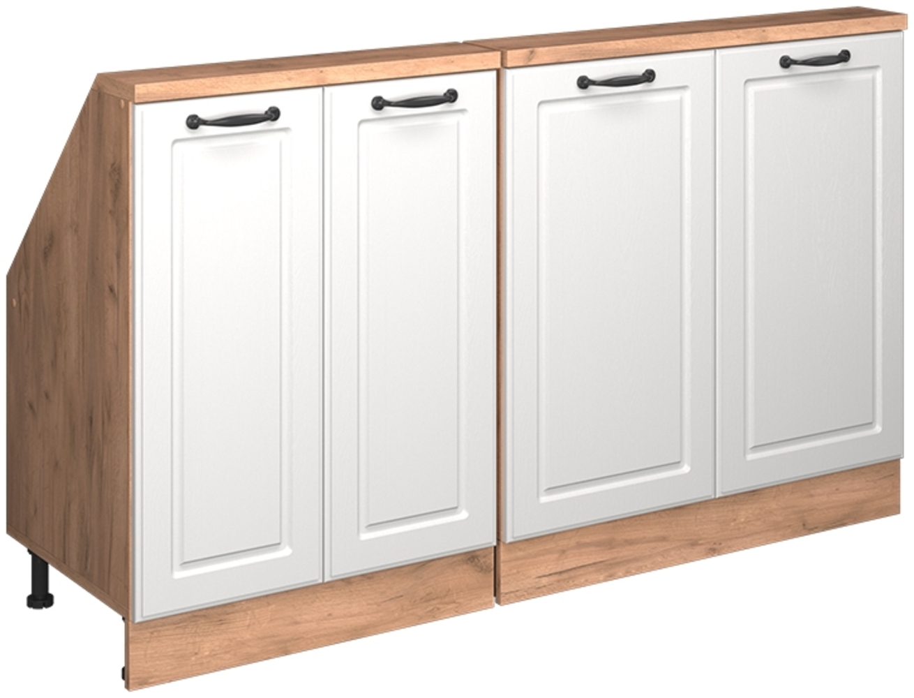 Küchenschrank für Dachschrägen R-Line Weiß Landhaus 140 cm 2er Set Vicco Bild 1