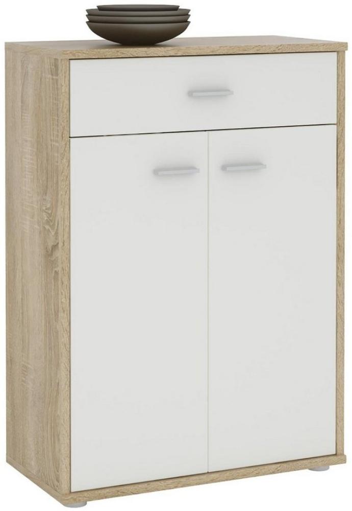 CARO-Möbel Kommode Sideboard Schrank Tommy in Sonoma Eiche/weiß, Anrichte Highboard mit Schublade und 2 Türen Bild 1