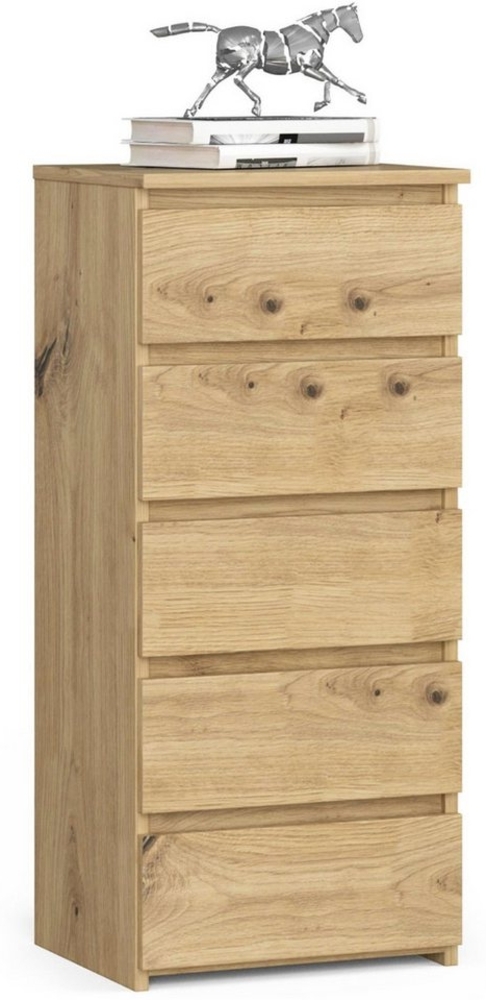 Home Collective Kommode 40 cm breit Holz Highboard Sideboard für Flur Schlafzimmer Wohnzimmer (Mehrzweckschrank Schrank schmal Kommode Schlafzimmer mit Schubladen), Kinderzimmer Organizer, 92 cm hoch mit 5 Schubladen Artisan Eiche Bild 1