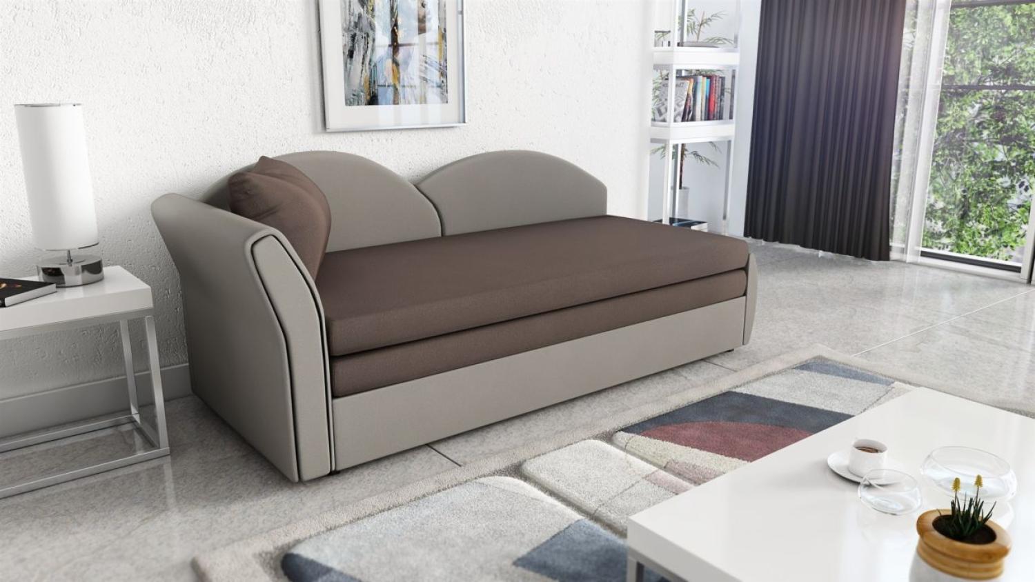 Sofa Schlafsofa inklusive Bettkasten ALINA / R- Stoff Alova Grau / Braun Bild 1