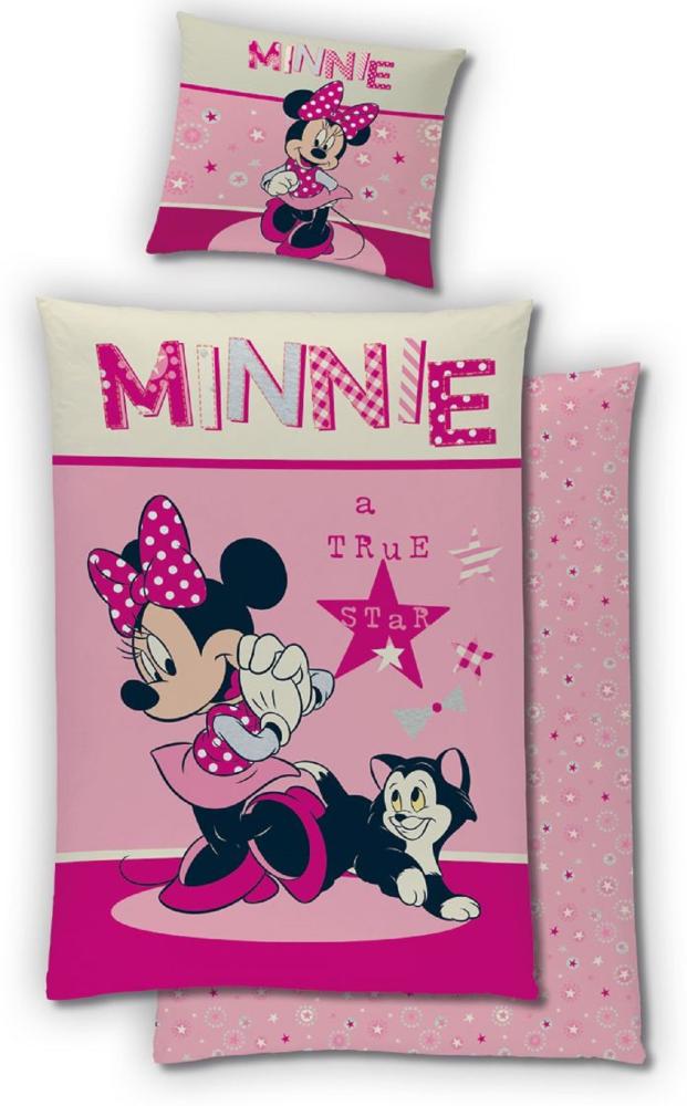 Disney Minnie Maus Bettwäsche Set – Kuscheliger 140cm x 200cm Bettbezug und 65cm x 65cm Kissenbezug für Kinder Bild 1