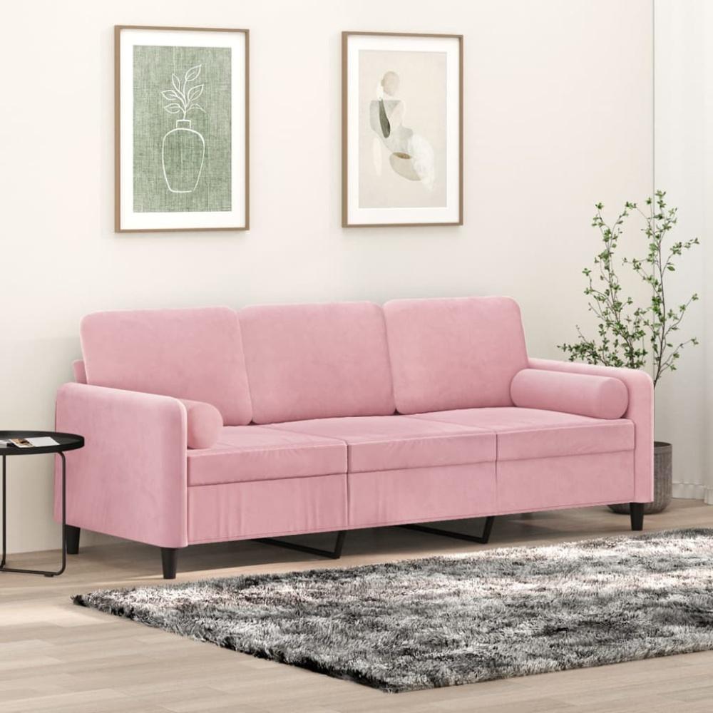 vidaXL 3-Sitzer-Sofa mit Zierkissen Rosa 180 cm Samt 3200894 Bild 1