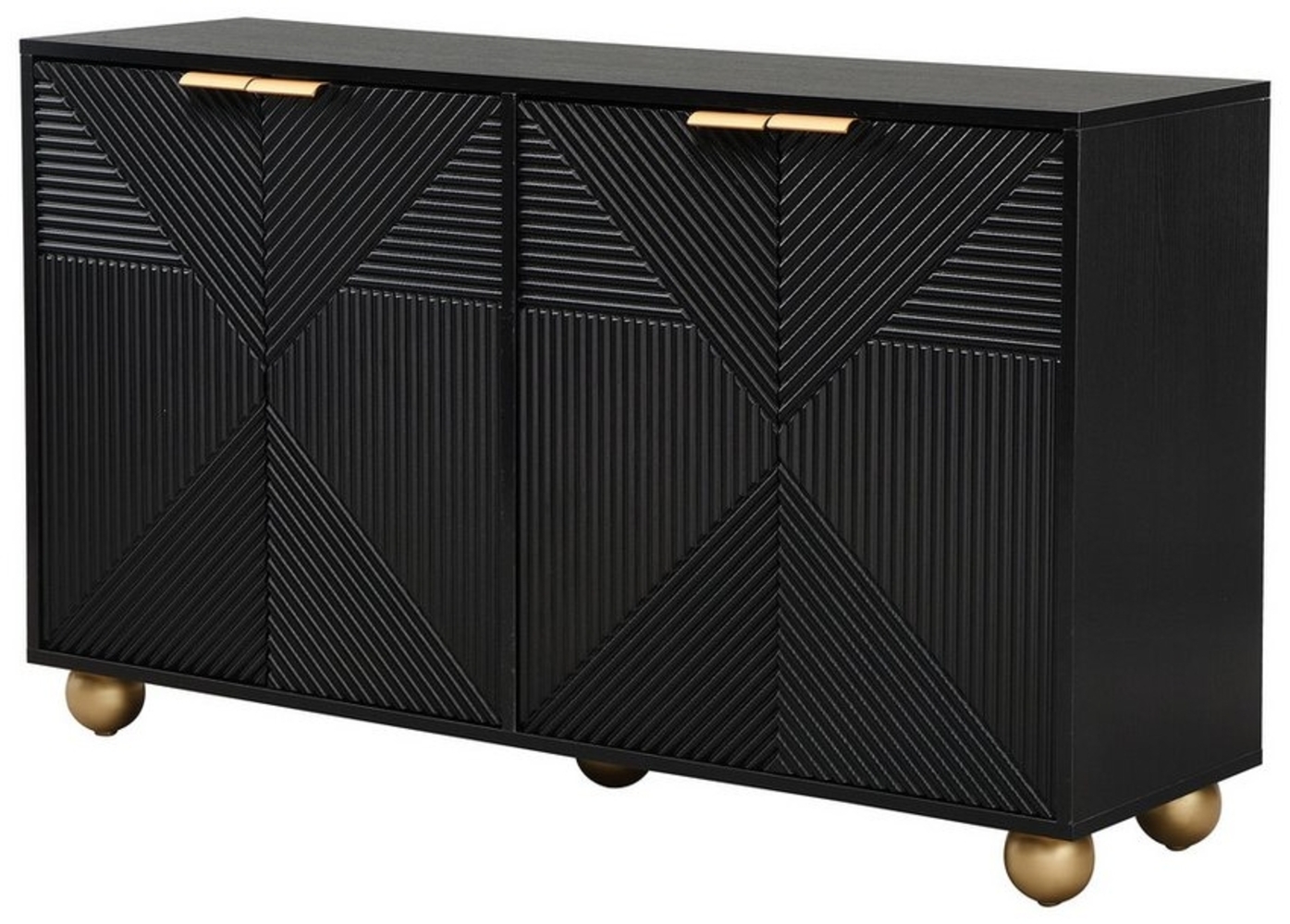 Ulife Kommode Sideboard mit vier geformten Türen, verstellbaren Innenböden (1 St), Metallgriffen und kugelförmigen Beinen, H: 71.5/B: 120/T: 35cm Bild 1