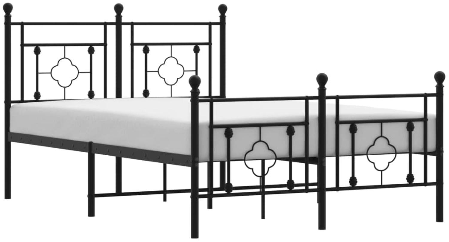 vidaXL Bettgestell mit Kopf- und Fußteil Metall Schwarz 120x190 cm 374354 Bild 1