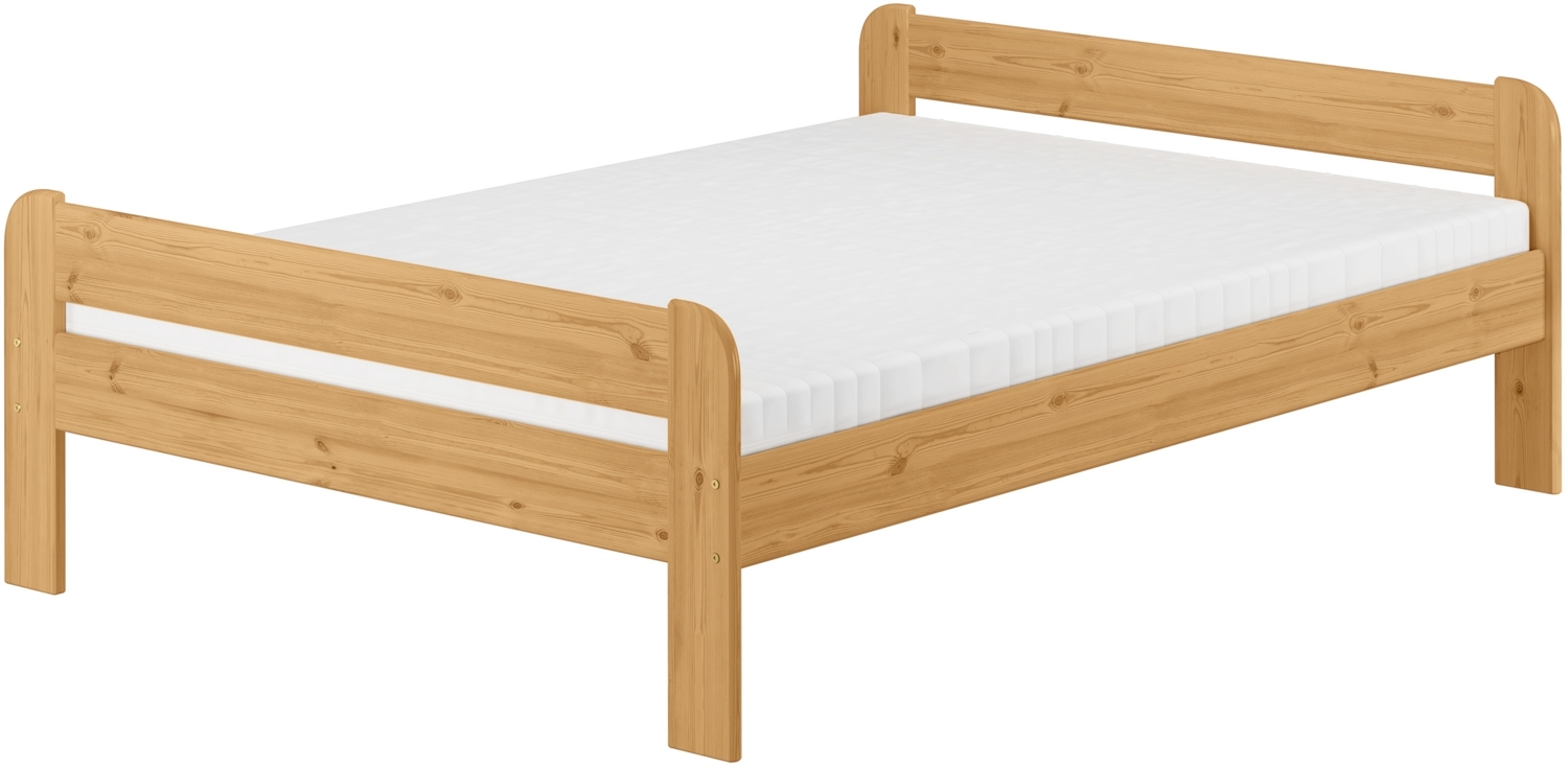 Doppelbett Massivholzbett Holzbett 140x200 Kieferbett Eiche gebeizt V-60.39E-14Rollrost und Matratze inkl. Bild 1