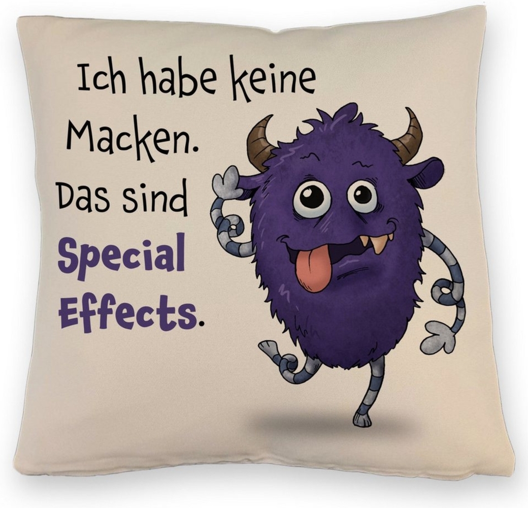 speecheese Dekokissen Freches Monster in lila Kissen mit Leinenoptik mit lustigem Spruch Bild 1