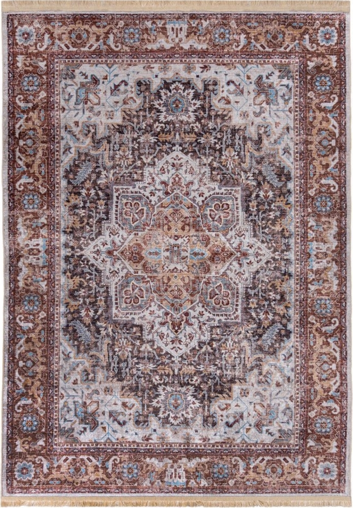 Mazovia Orientteppich Orientalisch Vintage Teppich Traditioneller Orient Teppich, 120 x 170 cm, Kurflor, Waschbar in Waschmaschine, Höhe 5 mm, Rutschfest Bild 1