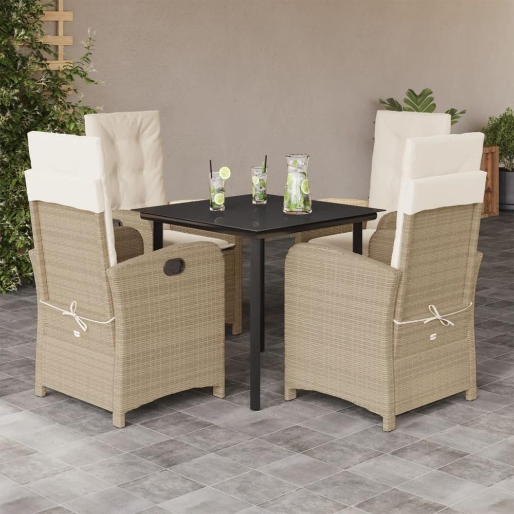vidaXL 5-tlg. Garten-Essgruppe mit Kissen Beige Poly Rattan 3212381 Bild 1