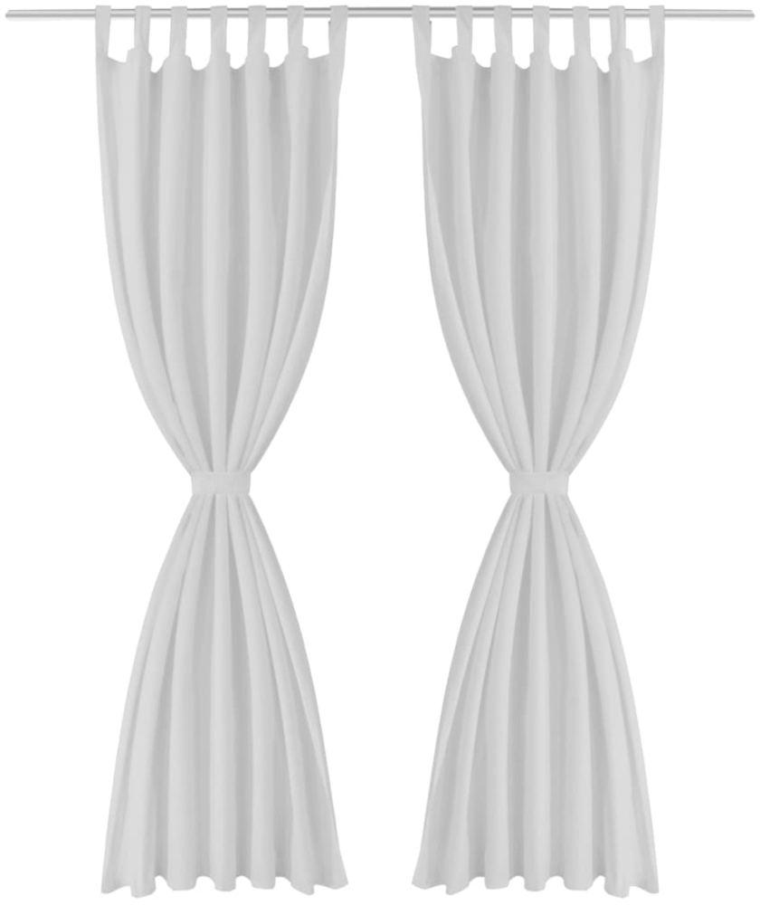 vidaXL Vorhänge Gardinen aus Satin 2-teilig, Polyester Weiß, 140x245 cm Bild 1