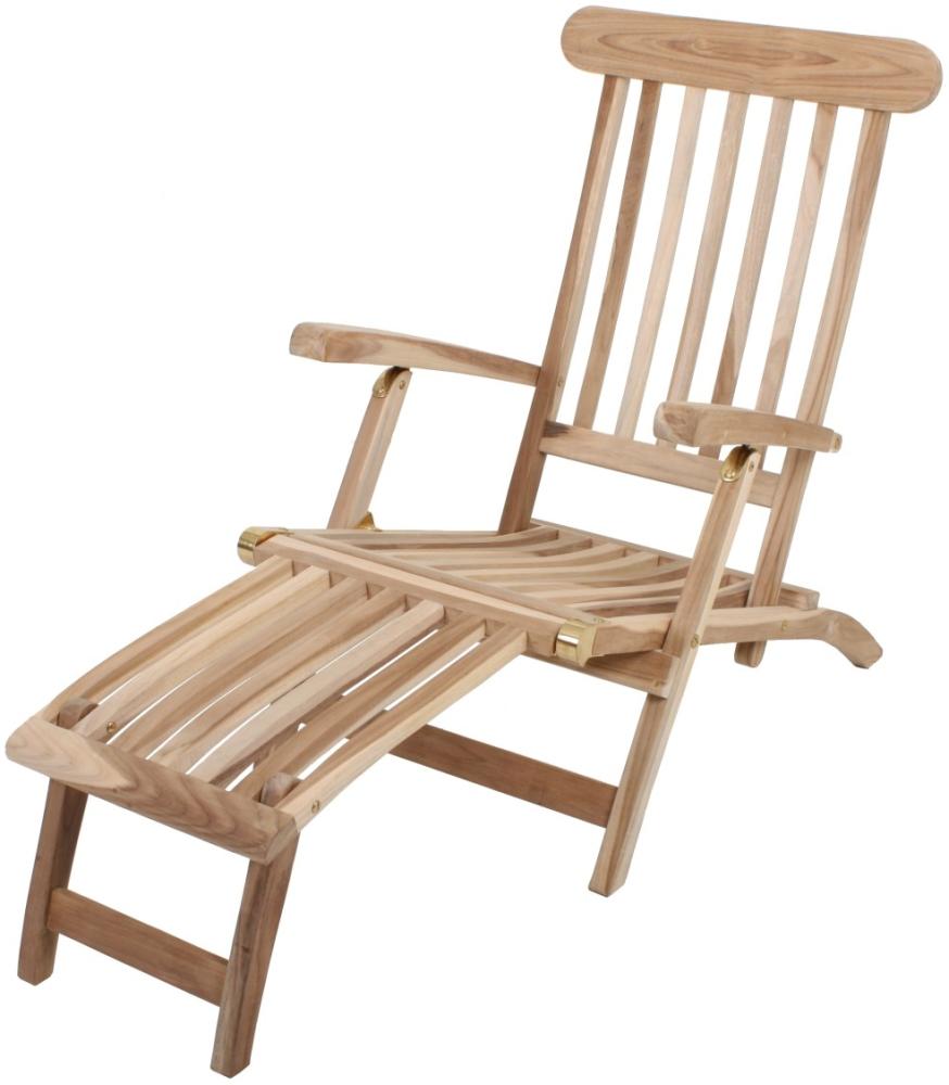 Garden Pleasure Teak Deckchair Garten Holz Relax Liege Sonnenliege Möbel Bild 1